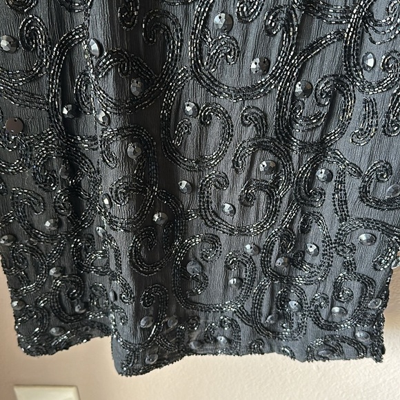 Vintage JOAN LESLIE Beaded Open Back Long Sleeve Dress - Picture 6 of 11